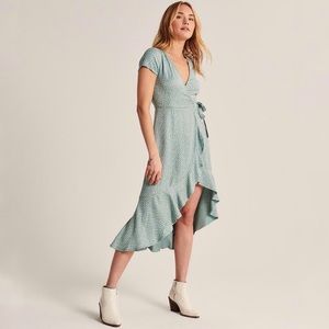 Cottagecore Ruffle Midi Wrap Dress